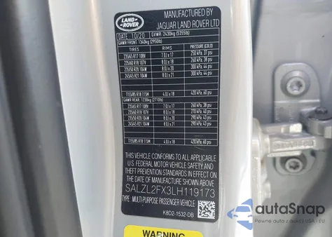 2020 Land Rover Range Rover Evoque First Edition из США, поврежденный, VIN SALZL2FX3LH119173